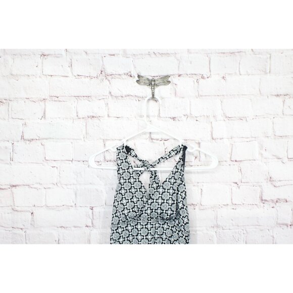 LL Bean Mix and Match Swim Collection Halter Tankini Top Black Print 4 - Picture 2 of 10